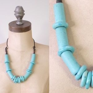 vintage turquoise necklace | 1980 artisan necklace
